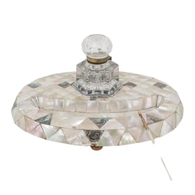 Victorian Mother Of Pearl Writing Desk Set