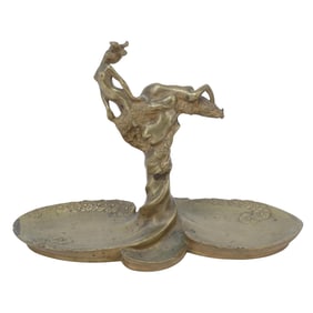 Art Nouveau L. Chalon (French, 1866) Gilt Bronze Figural Tray