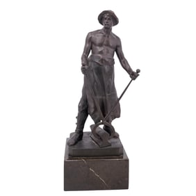 A. Lagarde French Bronze Railroad Worker Sculpture