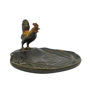Austrian Cold Painted Bronze Rooster Trinket Tray