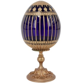Fabergé Cobalt Blue Gilded Crystal Imperial Egg