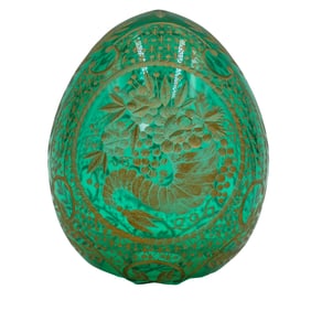 Faberge Green Cut Crystal Glass Egg