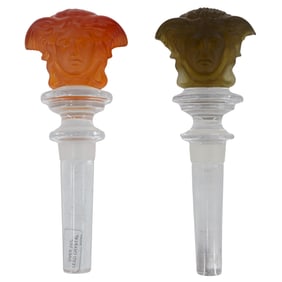 Pair Rosenthal x Versace Medusa Frosted Crystal Stoppers