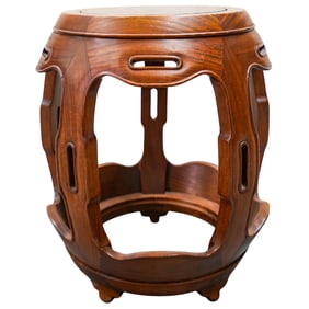 Orientalism Burl Inlay Wooden Stool