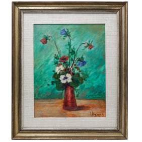 Italian 1970's Signed Still Life Oil Painting On Canvas