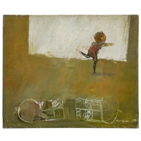 Signed Figural Abstract Oil on Canvas