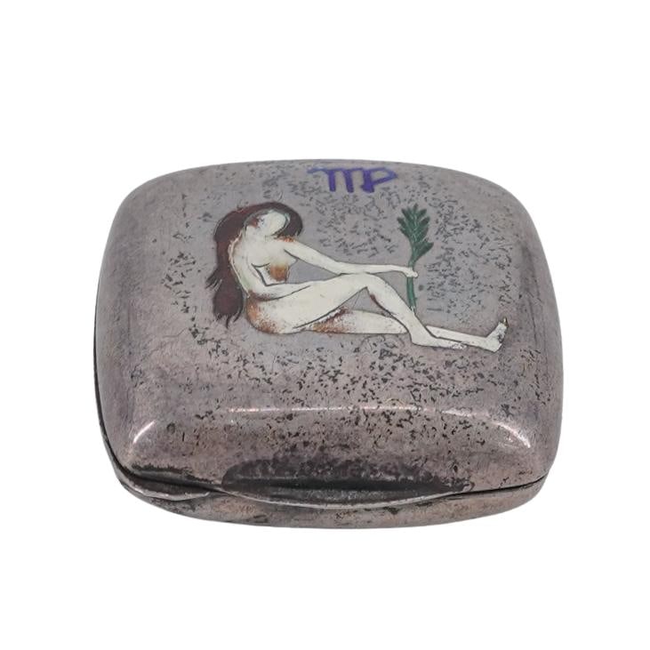 Sterling Silver Enameled Female Virgo Astrology Pill Box (1 of 6)