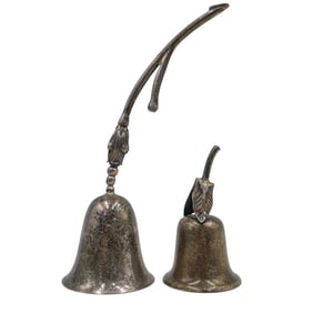 (2 pcs) Mexican Sterling Silver Floral Bells