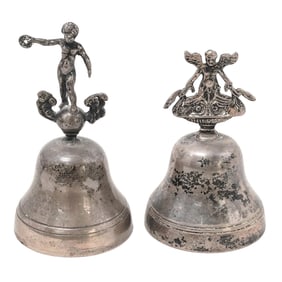 (2 pcs) Sterling and Silver Neoclassical Figural Bells