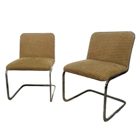 Pair of Mid Century Upholstered Chrome Dining Chairs