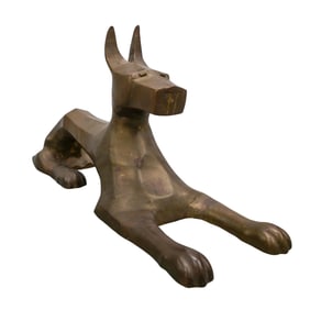 MCM Brutalist Brass Dog Sculpture