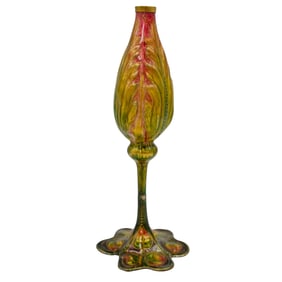 Antique Enameled Floral Bud Vase