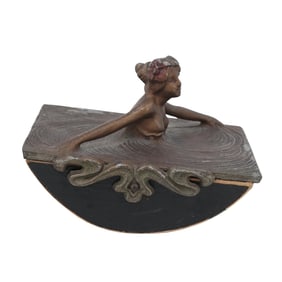 Art Nouveau Bronzed Spelter Maiden Figural Blotter