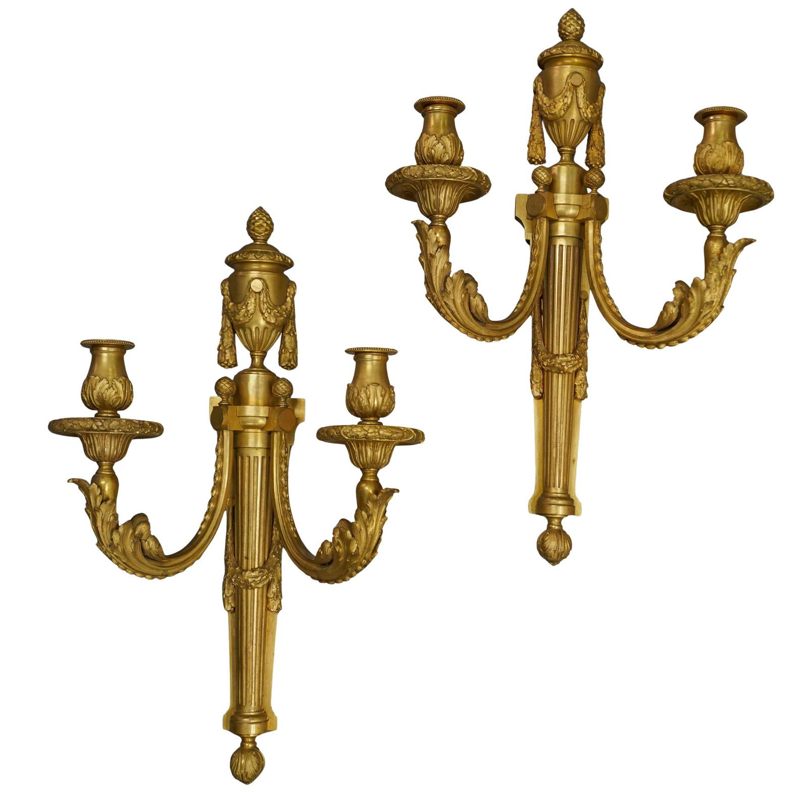 Pair of French Imperial Style Ormolu Bronze Sconces (1 of 7)