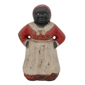 Black Americana Aunt Jemima Cold Painted Cast-Iron Piggy Bank