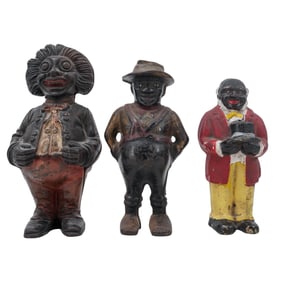 (3 pcs) Black Americana Cold Painted Cast Iron Coin Banks