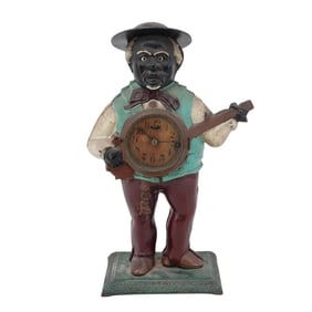 Black Americana Cast Iron Figural Clock