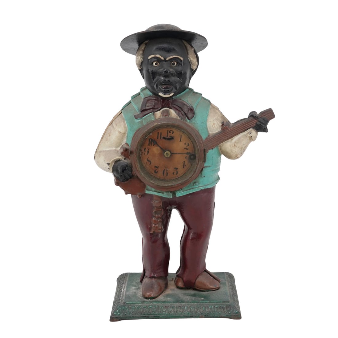 Black Americana Cast Iron Figural Clock (1 of 6)