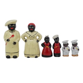 (6 pcs) Black Americana Porcelain Salt and Pepper Shakers