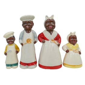 (4 Pc) Vintage Black Americana Salt & Pepper Shakers
