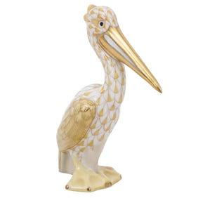 Herend Porcelain "Pelican" Fishnet Figurine