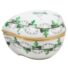 Herend "Parsley" Porcelain Heart Shaped Trinket Box