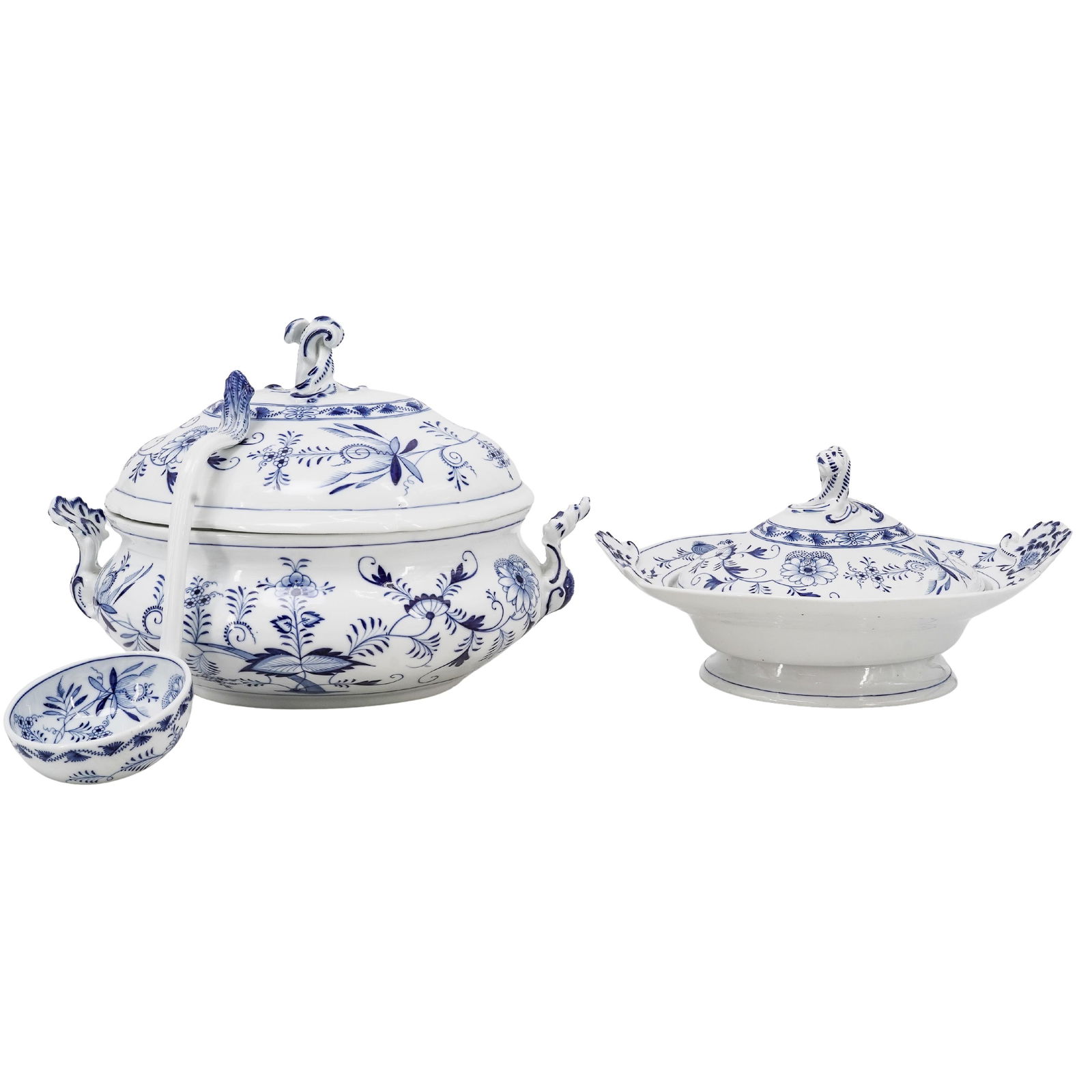 (3 pcs) Franziska Hirsch Blue and White Porcelain Tureens with Ladle (1 of 12)