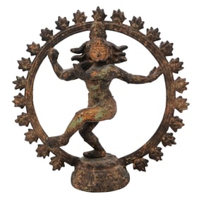 Antique Hindu Shiva Nataraja Gilded Bronze Statue