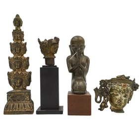 (4 Pc) Antique Bronze & Brass Buddhism Figurines