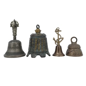 (4 Pc) Assorted Collection Of Bronze & Brass Bells