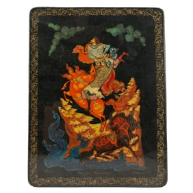 Russian "Ruslan and Ludmila" Fairy Tale Lacquered Wood Box