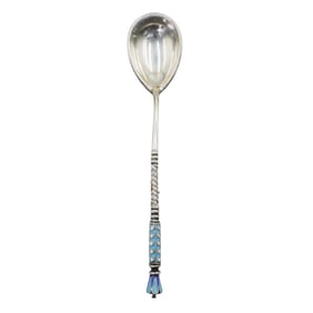 Russian 84 Silver Enameled Spoon