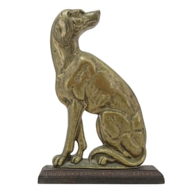 Antique Heavy English Brass Dog Doorstop