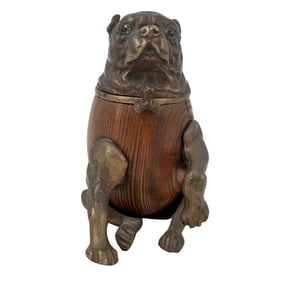 Arthur Court Victorian Style Brass and Wood Dog Box