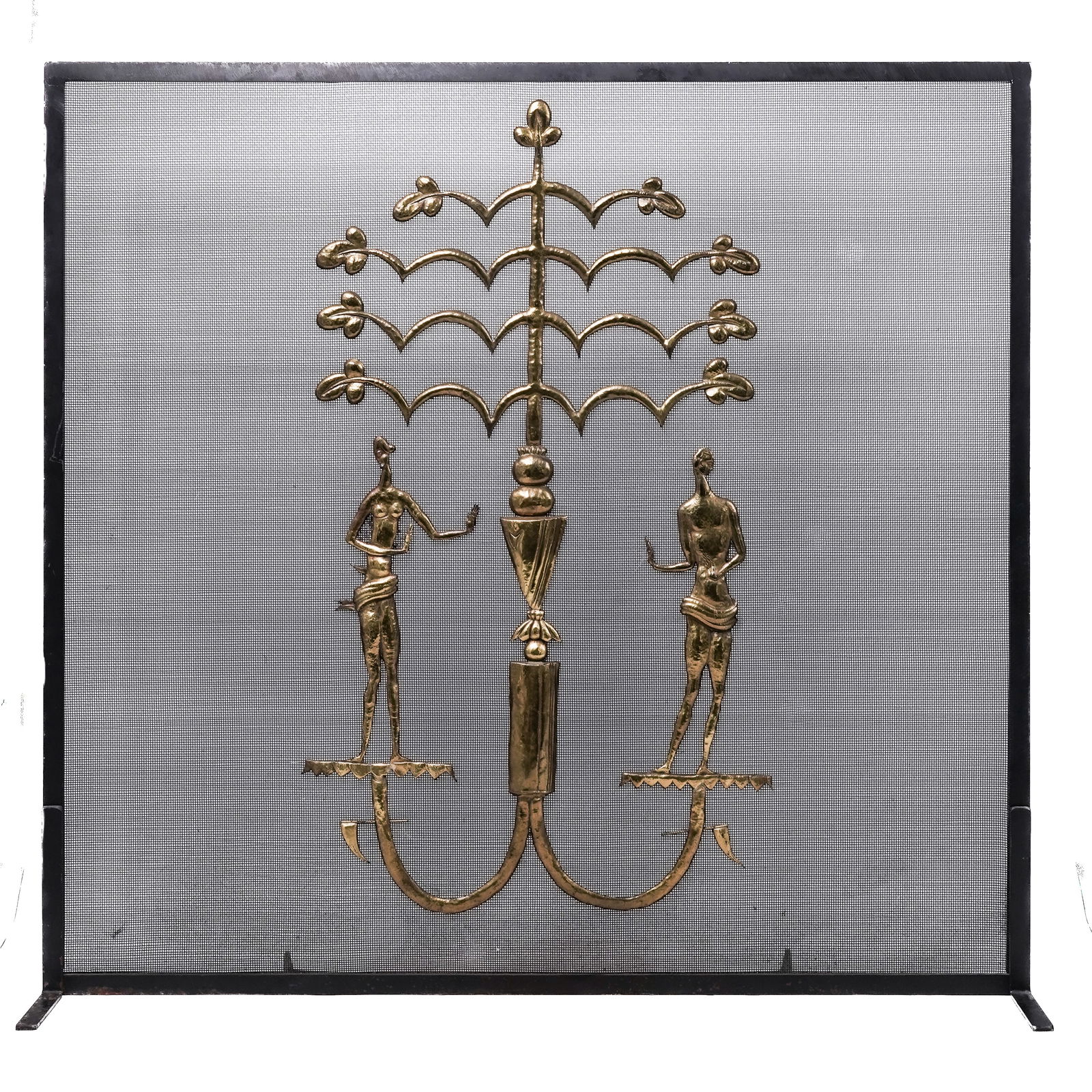 Art Deco Figural Brass and Iron Fireplace Screen (1 of 7)