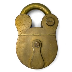 Antique Brass Padlock Inkwell