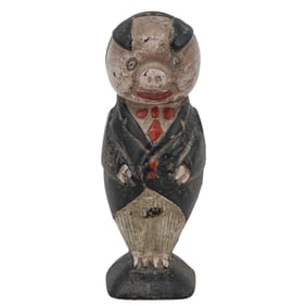 Vintage Cold Painted Cast-Iron 'Republic Pig' Piggy Bank