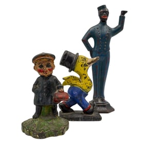 (3 pcs) Antique Cold Painted Cast Iron Figures