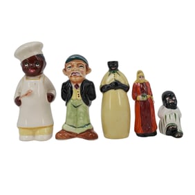 (5 pcs) Assorted Ceramic Figural Shakers and Bottles