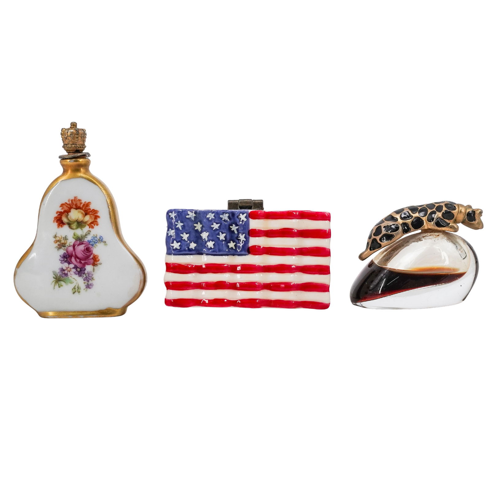 (3 Pc) Assorted Porcelain Trinket Box & Perfume Bottles Grouping (1 of 9)