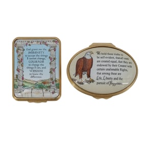 (2 pcs) Halcyon Days Enameled Trinket Boxes