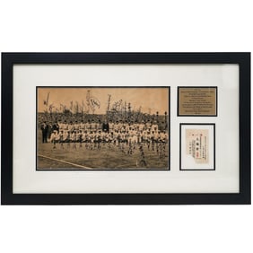 Signed 1924 Japanese Baseball Game Photograph w/ Ticket