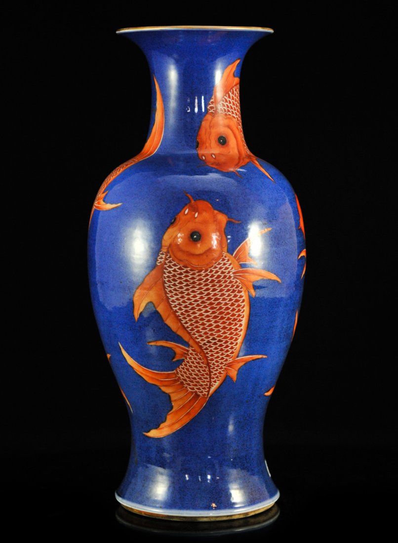 Antique Chinese hand painted "Koi fish" porcelain vase Apr 17, 2013