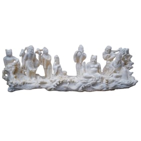 Chinese Carved Alabaster Eight Immortal Sculpture
