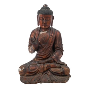 Chinese Hand Painted Gesso Buddha Statue