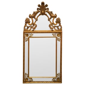 Large Italian Baroque Style Carved Gilt Wood Mirror