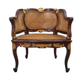 Louis XV Style Rattan Thatch Chair