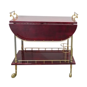 Att. Aldo Tura (Italian, established 1930s) Goatskin Lacquered Bar Cart