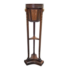 Louis XV Style Rattan Thatch Jardiniere Stand