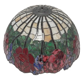 Antique Tiffany Style Stained Glass Floral Shade